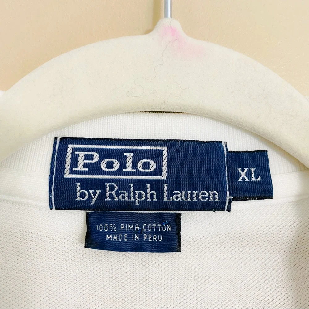 Ralph Lauren Men’s Crisp White‎ 100% Pima Cotton Embroidered Logo Polo Size XL